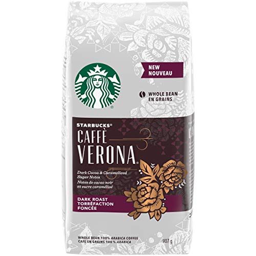 Starbucks Caffe Verona Whole Bean Dark Roast Coffee, 907 gram - Verona Dark Roast - 907 g (Pack of 1)