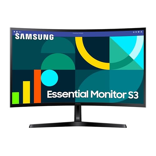 SAMSUNG 27" Essential S3 (S36GD) Series FHD 1800R Curved Computer Monitor, 100Hz, Game Mode, Advanced Eye Comfort, HDMI and D-sub Ports, LS27D366GANXZA, 2024 - 27-Inch - Curved (2024 refresh) - HDMI/VGA