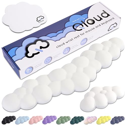 Qloud Cloud Wrist Rest Keyboard – Cloud Palm Rest Keyboard Rest – Desk Cloud Wrist Pad – Keyboard Wrist Rest for Computer Keyboard Gaming Wrist Rest - Cloud Arm Rest Keyboard Wrist Pad - White - Cloud White