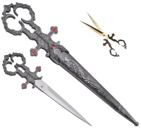 Medieval Renaissance Scissors Bodice Dagger Dirk Knife - Silver