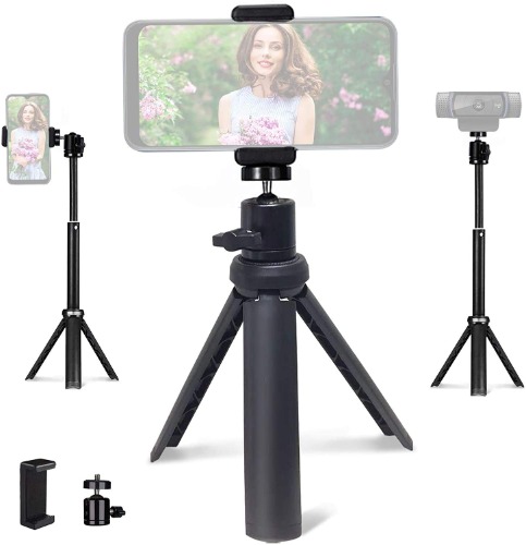NexiGo Mini Stativ Zubehör, Stativ ständer mit flexiblem Kugelkopf, Kompatibel mit Webcam/Phone, für Selfies, Videoaufnahmen, Vlogging, Live-Streaming - 