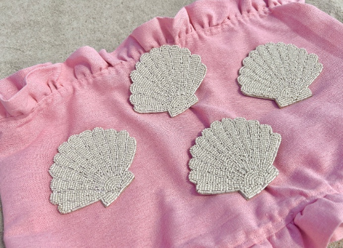 white shell beaded coaster - 4