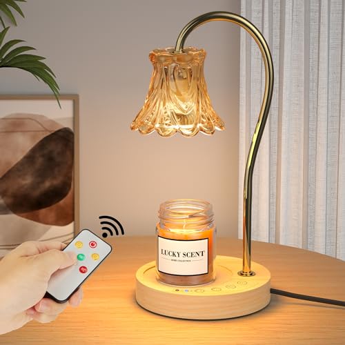 Novamer Touch Control Candle Warmer Lamp, Wireless Remote Candle Lamp with Timer & Dimmer, Wax Warmer for Scented Wax Compatible with Yankee Candle Large Jar, Electric Candle Warmer with 2 Bulbs - Remote control