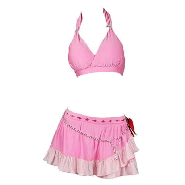 Weixu Rebirth Aerith Tifa Lockhart Cosplay Swimsuit Costume Swimwear Bathing Suit Halloween Carnival Party Outfit