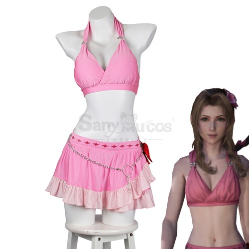 Game Final Fantasy VII Cosplay Aerith Gainsborough Swimsuit Cosplay Costume Plus Size - XS