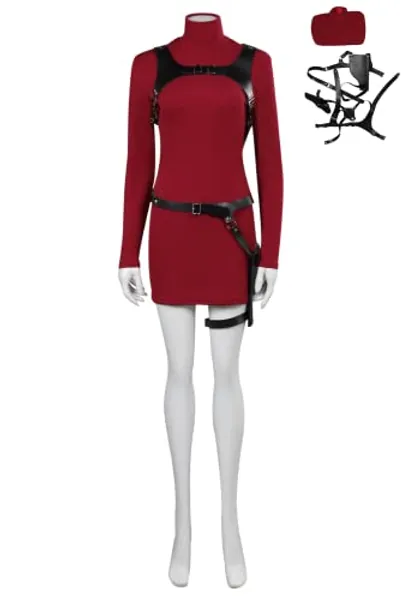 Verycos Women Cosplay Dress Outfit Remake Holster High Neck Costume Slim Fit Knitted Sweater Skirt Halloween