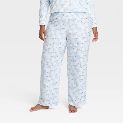 Women's Polar Bear Print Microfleece Holiday Matching Family Pajama Pants - Wondershop™ Blue 3X