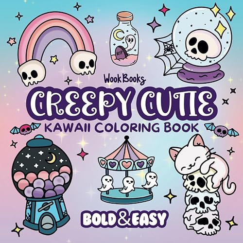 Bold and Easy Creepy Cutie Kawaii Coloring Book: Big and Simple Designs for Relaxing and Stress-Free Coloring | Hand Drawn Illustrations for Adults ... Coloring Pages (Bold & Easy Coloring Books)