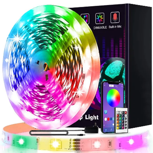 Led Lights, L8star 21.3ft/6.5m RGB Led Lights Strip for Bedroom with Bluetooth and Remote Controller Led Light Strips Sync to Music Apply for TV