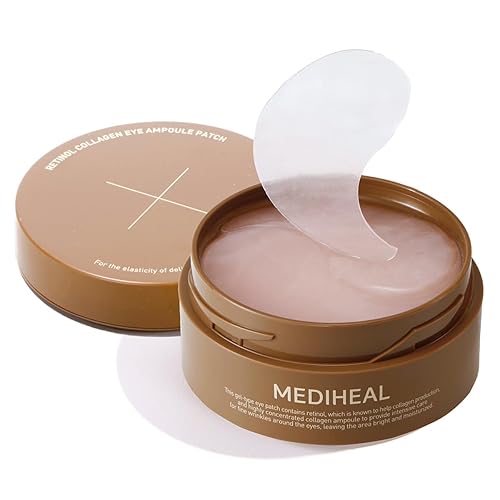 Mediheal Retinol Collagen Under Eye Patches - Korean Hydrogel Eye Pads with 95% Retinol & 5 Micro Collagen. Nourishing & Non Irritating Eye Gel Mask. Sealing Cap & Spatula Included. - Retinol Collagen
