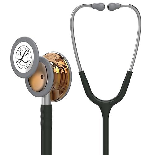 3M Littmann Classic III Monitoring Stethoscope, 5646, Limited Edition, More Than 2X as Loud*, Weighs Less**, Stainless Steel High Polish Copper Chestpiece, 27" Black Tube - Black Tube - High Polish Copper Chestpiece