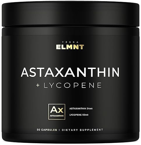 Astaxanthin 24mg + Lycopene 50mg Clinical Strength Carotenoids Skin Supplement w. 100% Natural Astaxanthin from MicroAlgae - Best Astaxanthin Supplements for Skin Health & Pigmentation - Astaxantina