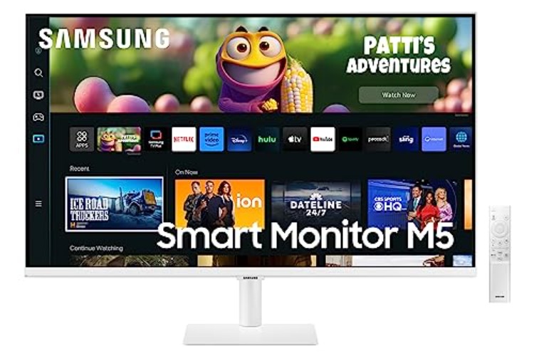 SAMSUNG 32" M50C Series FHD Smart Monitor w/Streaming-TV, 4ms, 60Hz, HDMI, HDR10, Watch Netflix, YouTube and More, IoT Hub, Mobile Connectivity, LS32CM501ENXZA, White - White - 32-inch - M50C (2023 Refresh) - IOT Hub, GameHome + Health Monitoring