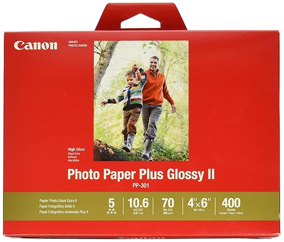 CanonInk Photo Paper Plus Glossy II 4" x 6" 400 Sheets (1432C007) - 4'x6' (400 Sheets) - Photo Paper