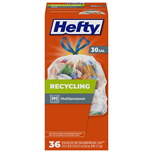 Hefty Recycling Trash Bags, Clear, 30 Gallon, 36 Count - Clear 30 Gallon - 36 Count