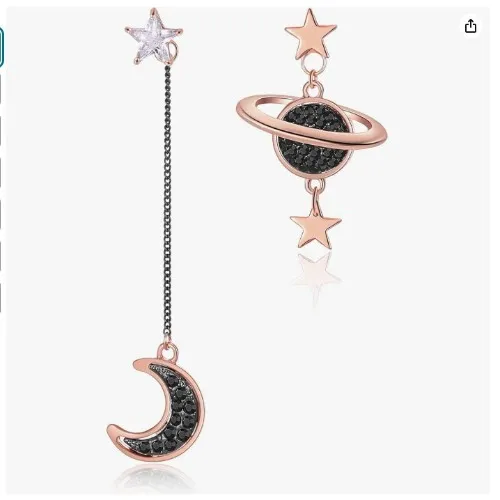 HORHEAR Pin de Plata Esterlina 925 Con Aretes Colgantes Chapados en Oro