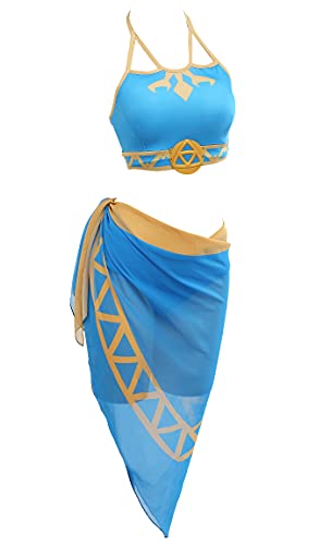 haikyuu Womens Bikini Set with Cover up Swimsuit Anime Style Bathing Suit Japanese Cartoon Swimwear - Blue - XX-Large