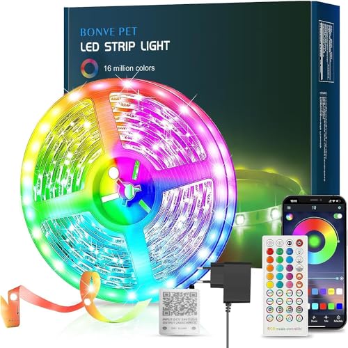 Ruban LED 15M(15Mx1) Bande LED RGB Multicolore App Contrôle, Led Ruban avec Télécommande à 40 Touches, Synchroniser avec Rythme de Musique/Fonction de Minuterie, pour Décoration, Mariage,Fête - 15M