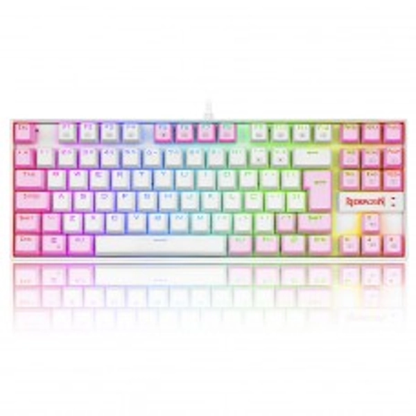 Teclado Mecânico Gamer Redragon Kumara, Switch Blue, RGB, ABNT2, White/Pink, K552WP-RGB PT-BLUE
