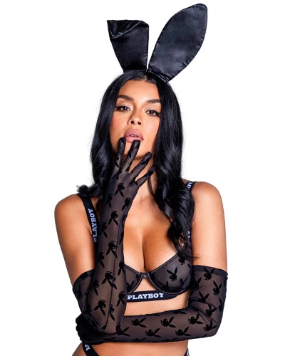 PLAYBOY BUNNY NOIR GLOVES | Black/Nude / One Size