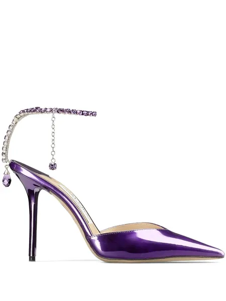 Saeda 100mm crystal-embellished pumps 