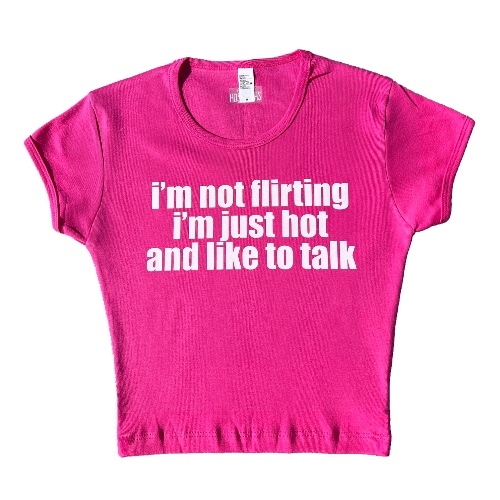 i'm not flirting baby tee | XL / Light Pink