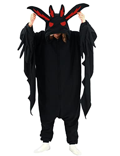 Mothman Halloween Onesie Adult Pajamas Cosplay Animal Homewear Sleepwear Jumpsuit Costume for Women Men - X-Large - New Mothman Onesie Costume