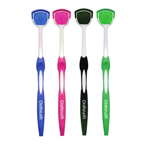 Orabrush Tongue Scraper, Tongue Cleaner Helps Fight Bad Breath, 4 Tongue Scrapers - 4 Count (Pack of 1) Multicolored