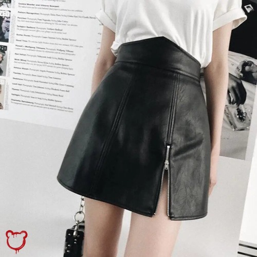 "Frighteners' Black/Red PU Mini Skirt" - black / S