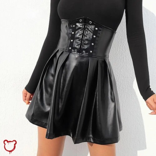 "Ravenous Black Goth Lace Skirt" - black / S