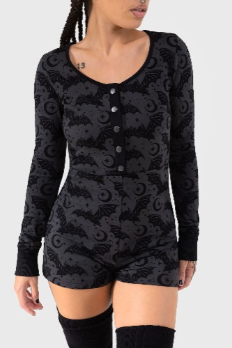 Cosmic Bat Playsuit | S / Black / 100% Cotton