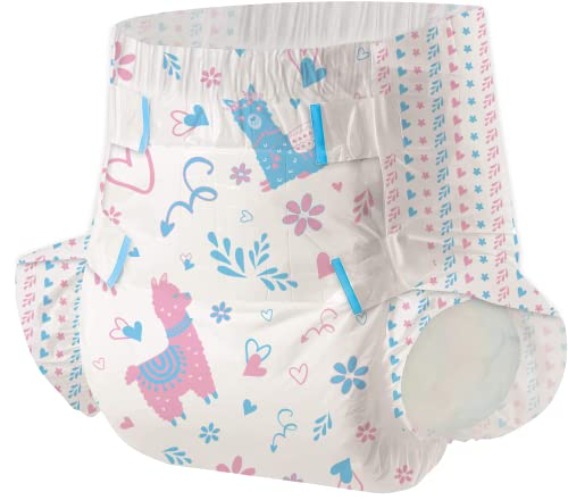 Aimisin Adult Printed Diapers,Medium-The Alpaca Couple, 7 Pieces for Men and Women - Leak Protection Heavy Absorbency Protection Diapers - Medium-the alpaca couple