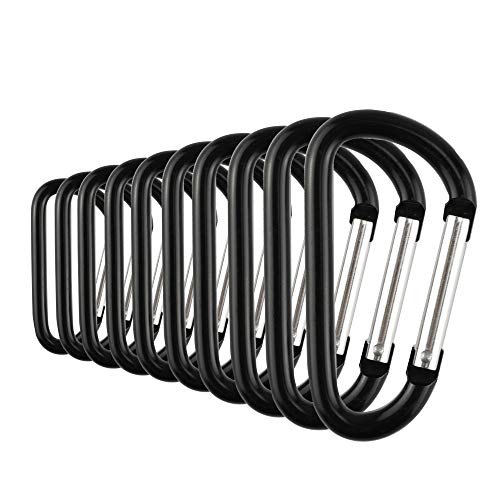 Temlum 10 Pcs Carabiner Clips 3.8/4.8/5.8/6/7cm D-Ring Keyring Clip Small Snap Hook Aluminum Carabiner Clip for Keys, Backpack, Dog Leash, Fishing, Camping - 6C