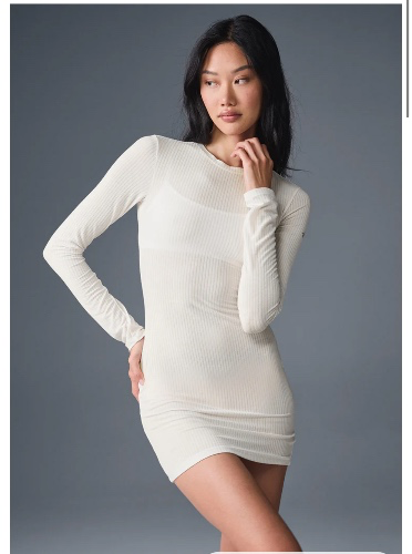 Ribbed Sea Coast Long Sleeve Dress