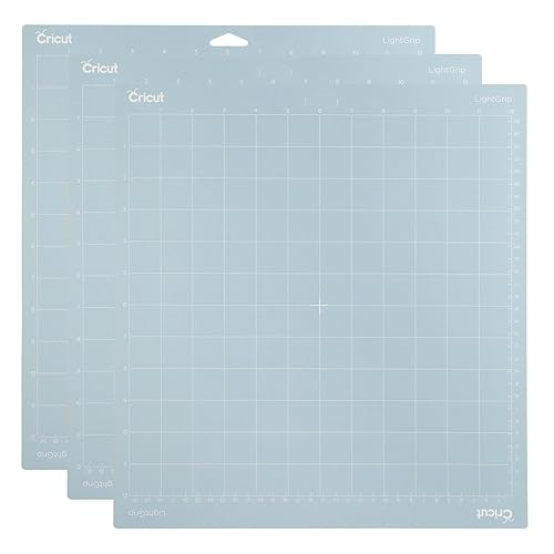 Cricut LightGrip Cutting Mats 12in x 12in, Reusable Cutting Mats for Crafts with Protective Film, Use with Printer Paper, Vellum, Light Cardstock & More for Cricut Explore & Maker (3 Count) - LightGrip - 12"x12"