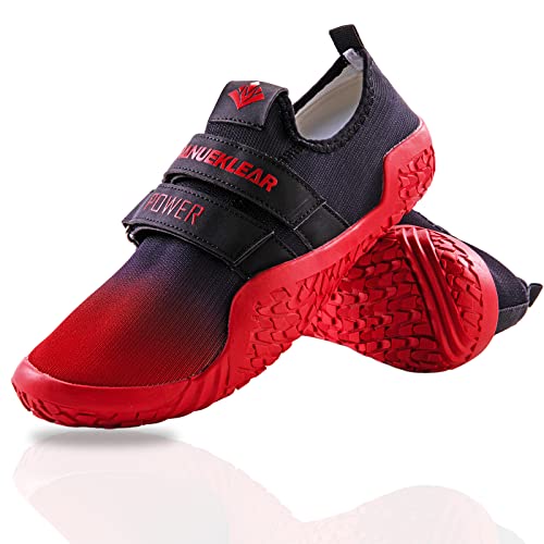 MANUEKLEAR Deadlift Shoes - Weight Lifting Shoes for Men Women - Weightlifting Squat Shoes Fitness Cross-Trainer Barefoot Gym Training Sneakers - 8 - Gradient Red