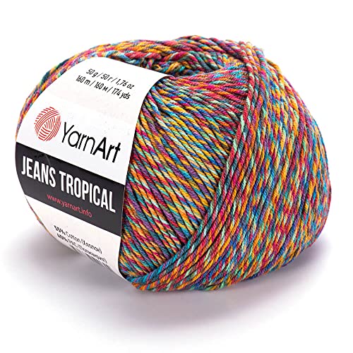 55% Cotton 45% Pac YarnArt Jeans Tropical Multicolor Sport Yarn 1 Skein/Ball 50 gr 174 yds (612) - 612