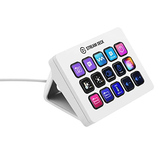 Elgato Stream Deck MK.2 White – Studio Controller, 15 macro keys, trigger actions in apps and software like OBS, Twitch, ​YouTube and more, works with Mac and PC - 15 Keys (MK.2 ) White