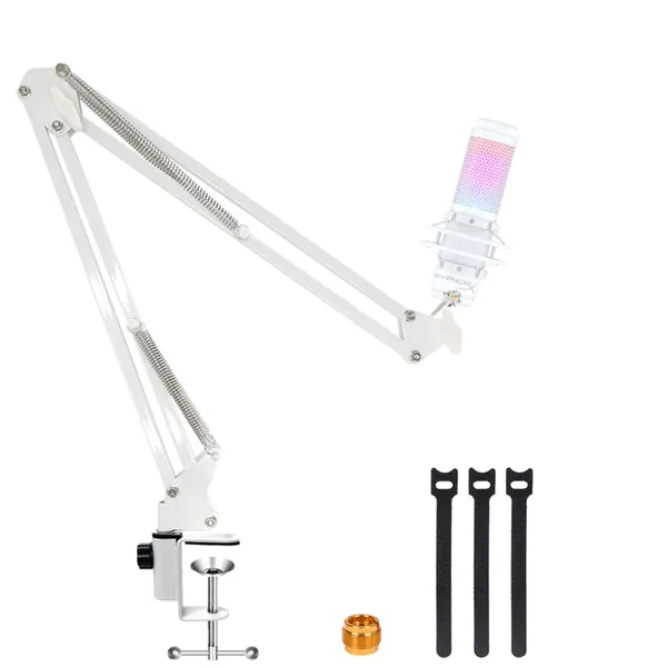 White Boom Arm for Hyperx Quadcast S, Professional Adjustable Hyperx Quadcast White Mic Boom Arm, White Stand Compatible With Hyperx Quadcast White Microphone By YUZUHOME