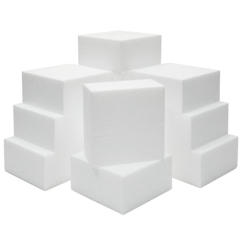 12 Pack Foam Sculpting Blocks for Crafts, Polystyrene Brick Rectangles for Floral Arrangements, Art Supplies (White, 4 x 4 x 2 in)