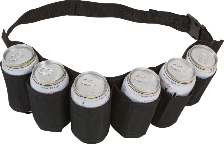 EZ DRINKER Beer & Soda Can Holster Belt 6 Pack - Black