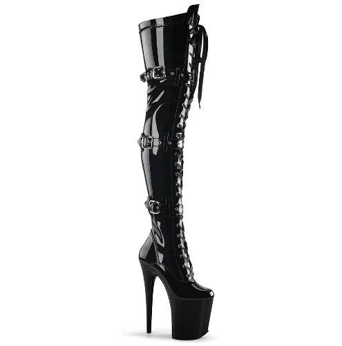 PLEASER PVC BLACK FLAMNGO BOOTS
