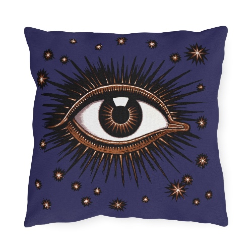 "All Seeing Eye" (Violet) Outdoor Throw Pillow - 20" × 20"