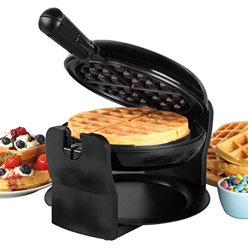 Progress EK4376P Rotating Waffle Iron - Non-Stick Easy Clean Plates, Electric Belgian Waffle Machine, American Waffle Maker, Ready In 15-25 Minutes, Removable Drip Tray, Cool Touch Handle, 1000W - Rotary