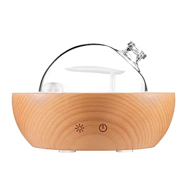Kakoda Glass Essential Oil Diffuser,Real Wood Base,The 2023 Upgrade Aromatherapy Diffuser,Aroma Diffuse Humidifier,LED Light in 7 Colors,Suitable for Home Office Bedroom