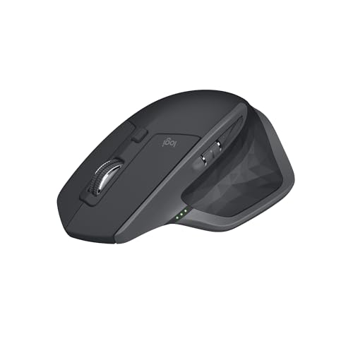Logitech MX Master 2S Wireless Mouse, Multi-Device, Bluetooth or 2.4GHz Wireless with USB Unifying Receiver, 4000 DPI Any Surface Tracking, 7 Buttons, Fast Rechargeable, Laptop/PC/Mac/iPad OS - Black - Dark grey - MX Master 2s - Single