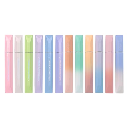 COLNK Glitter Pastel Highlighter,Set of 12 Pcs Cute Aesthetic Highlighters Assorted Colors,Chisel Tip.