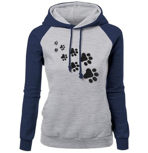 Paw Print Puppy Hoodie - dark blue gray / XXL