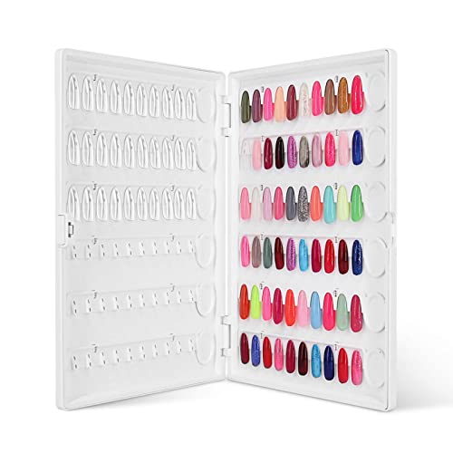 Nail Color Display Book Nail Swatch, C10 Plastic Nail Sample Display Book Nail Gel Color Card Book with Transparent Replacement Nails, No Need Pasting, No Need Glue (C10) - C10