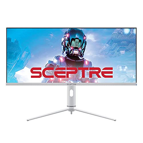 Sceptre IPS 34" White UltraWide Monitor 3440 x 1440p HDR400 1ms up to 144Hz 95% DCI-P3 PIP PBP DisplayPort HDMI USB-C Height Adjustable (E345B-QUN168W) - 34" Flat